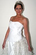 Ice bridal gown with feather overskirt - top detail