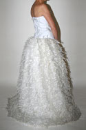 Ice bridal gown with feather overskirt - rear view